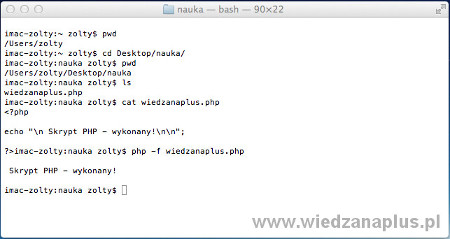 Uruchomienie skryptu PHP z wiersza poleceń w systemie operacyjnym OS X. 