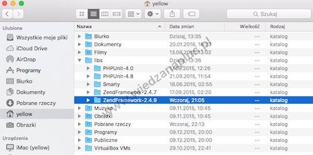 Umieszczenie ZendFramework-2.4.9 w katalogu dla bibliotek – OS X