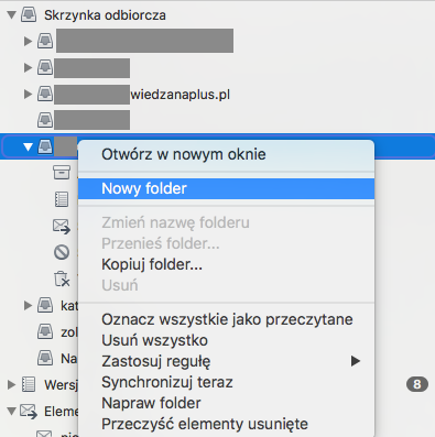 Tworzenie folderu w programie Outlook 2016 Mac