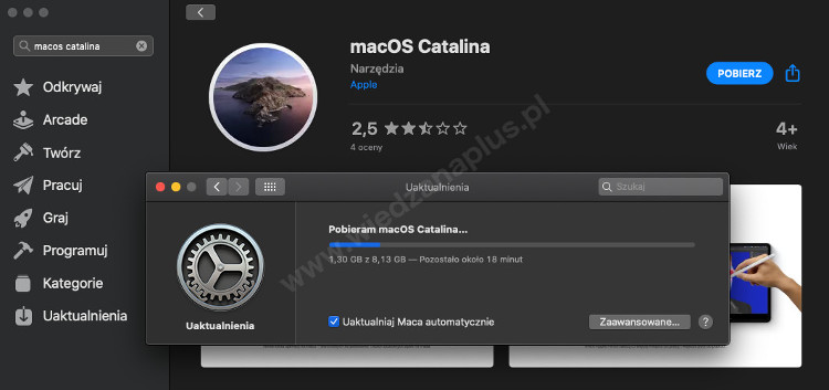 Rys. 1. Pobieranie systemu macOS Catalina przez App Store