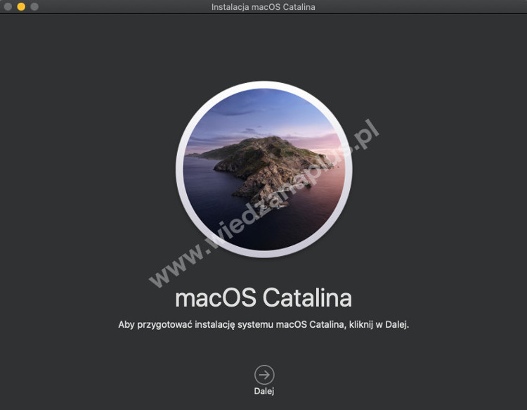 Rys. 2. Okno instalacji systemu macOS Catalina
