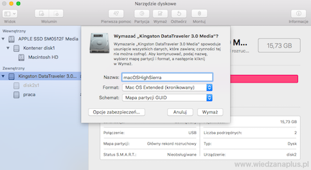 Formatowanie pamięci USB – macOS High Sierra