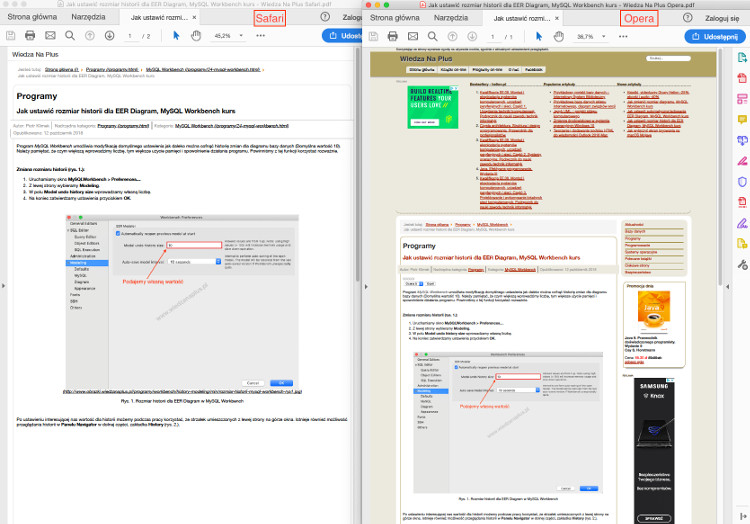 Rys. 3. Strona HTML w PDF – różnice Safari i Opera