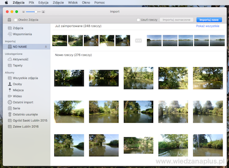 Import plików graficznych, filmów z aparatu do programu Zdjęcia OS X