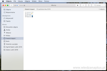 Import plików graficznych do programu Zdjęcia OS X,  PenDrive – krok 3/3